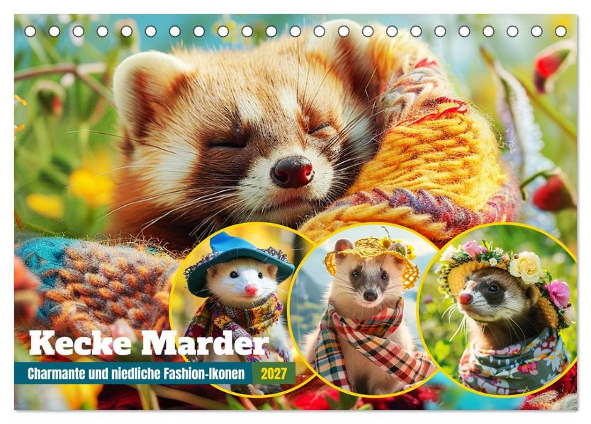 Kecke Marder. Charmante und niedliche Fashion-Ikonen (Tischkalender 2027 DIN A5 quer) CALVENDO Monatskalender