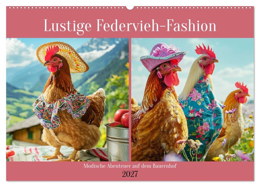 Lustige Federvieh-Fashion. Modische Abenteuer auf dem Bauernhof (Wandkalender 2027 DIN A2 quer) CALVENDO Monatskalender