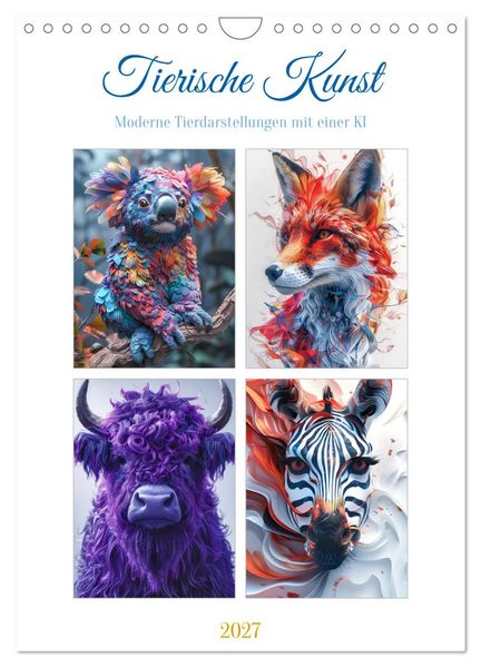 Tierische Kunst (Wandkalender 2027 DIN A4 hoch) CALVENDO Monatskalender