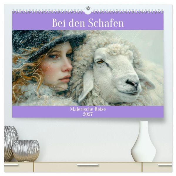 Bei den Schafen - Malerische Reise (hochwertiger Premium Wandkalender 2027 DIN A2 quer) Kunstdruck in Hochglanz