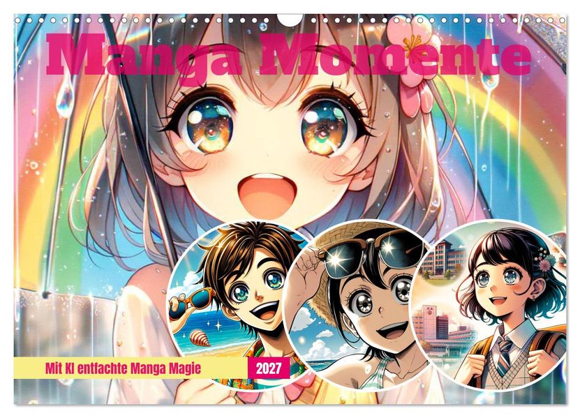 Manga Momente - Mit KI entfachte Manga Magie (Wandkalender 2027 DIN A3 quer) CALVENDO Monatskalender