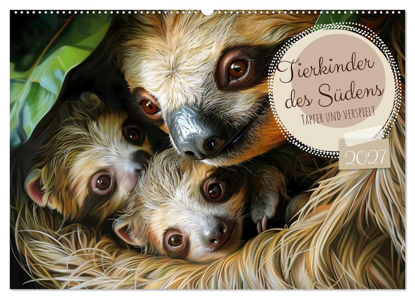 Tierkinder des Südens (Wandkalender 2027 DIN A2 quer) CALVENDO Monatskalender
