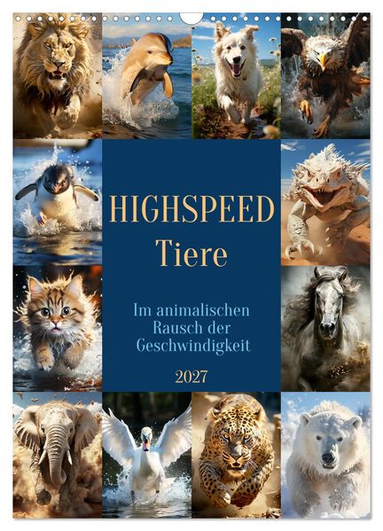 Highspeed Tiere (Wandkalender 2027 DIN A3 hoch) CALVENDO Monatskalender