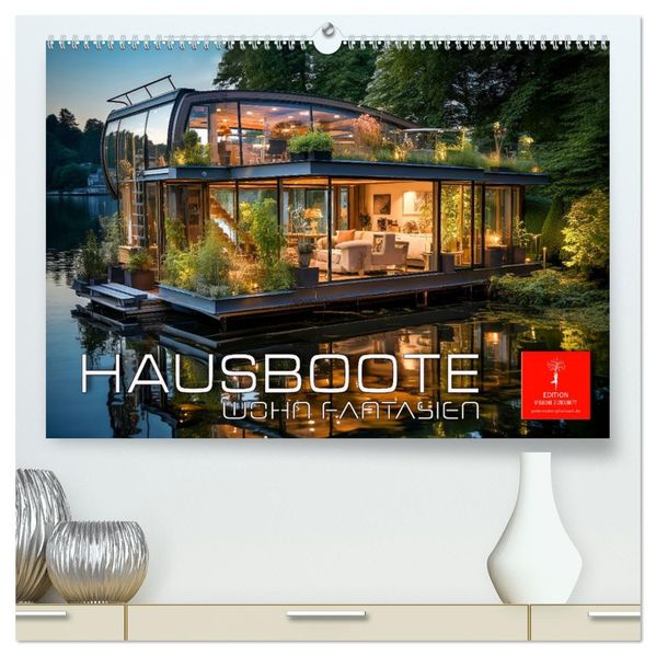 Hausboote Wohn Fantasien (hochwertiger Premium Wandkalender 2027 DIN A2 quer) Kunstdruck in Hochglanz