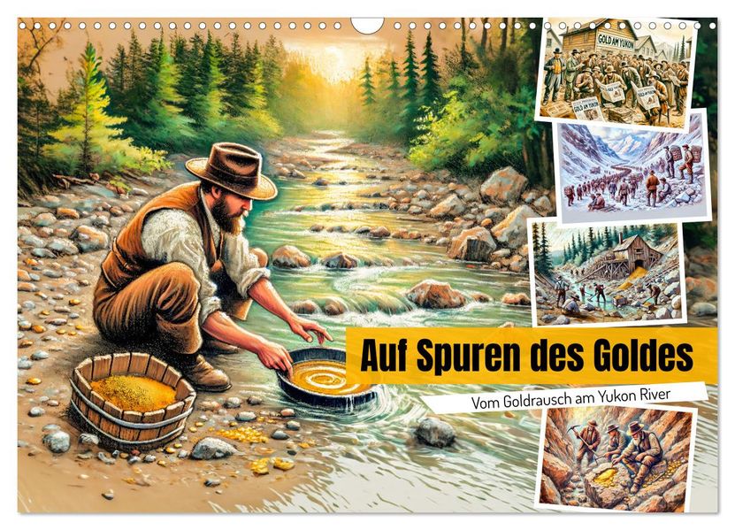 Auf den Spuren des Goldes - Vom Goldrausch am Yukon River (Wandkalender 2027 DIN A3 quer) CALVENDO Monatskalender