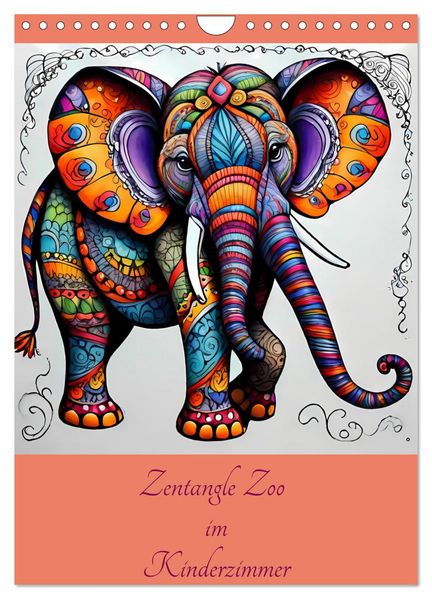 Zentangle Zoo im Kinderzimmer (Wandkalender 2027 DIN A4 hoch) CALVENDO Monatskalender