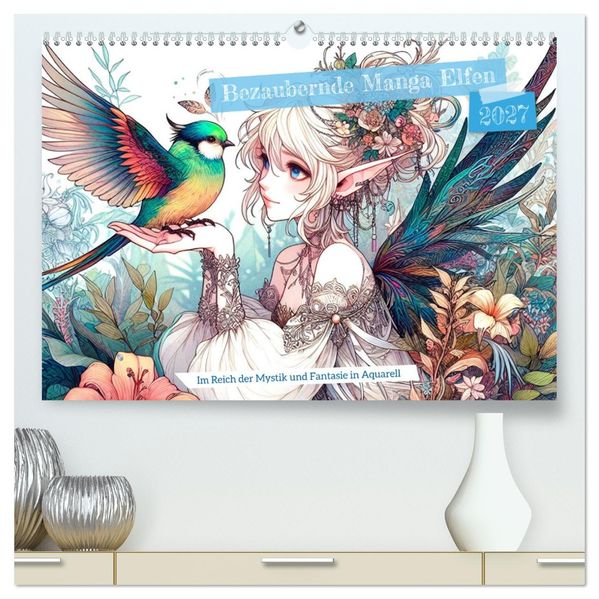 Bezaubernde Manga Elfen (hochwertiger Premium Wandkalender 2027 DIN A2 quer) Kunstdruck in Hochglanz