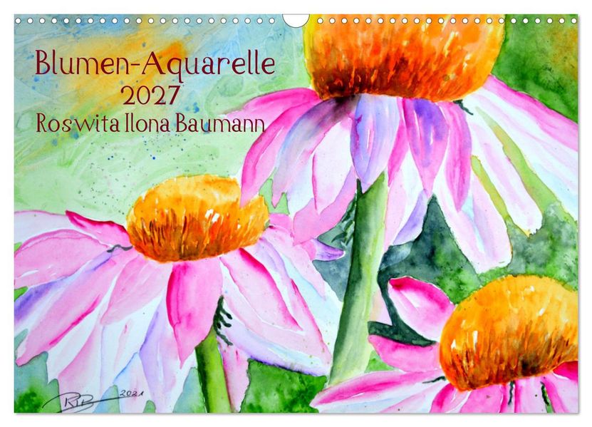 Blumen-Aquarelle (Wandkalender 2027 DIN A3 quer) CALVENDO Monatskalender