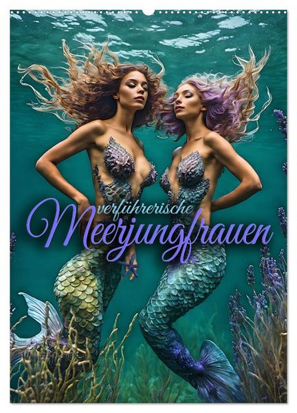 Verführerische Meerjungfrauen (Wandkalender 2027 DIN A2 hoch) CALVENDO Monatskalender