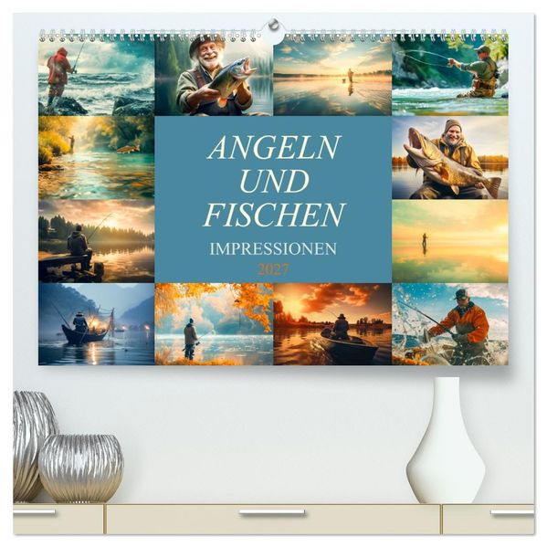 Angeln und Fischen Impressionen (hochwertiger Premium Wandkalender 2027 DIN A2 quer) Kunstdruck in Hochglanz