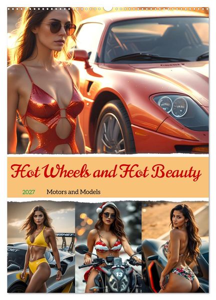 Hot Wheels and Hot Beauty - Motors and Models (Wall Calendar 2027 DIN A2 portrait) CALVENDO 12 Month Wall Calendar