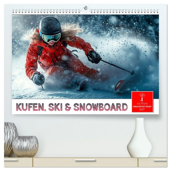 Kufen Ski & Snowboard (hochwertiger Premium Wandkalender 2027 DIN A2 quer) Kunstdruck in Hochglanz