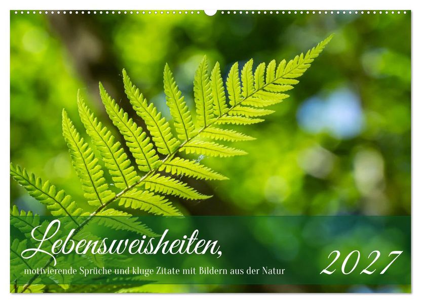 Lebensweisheiten motivierende Sprüche und kluge Zitate mit Bildern der Natur (Wandkalender 2027 DIN A2 quer) CALVENDO Monatskalender