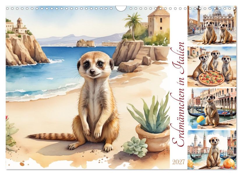 Erdmännchen in Italien (Wandkalender 2027 DIN A3 quer) CALVENDO Monatskalender