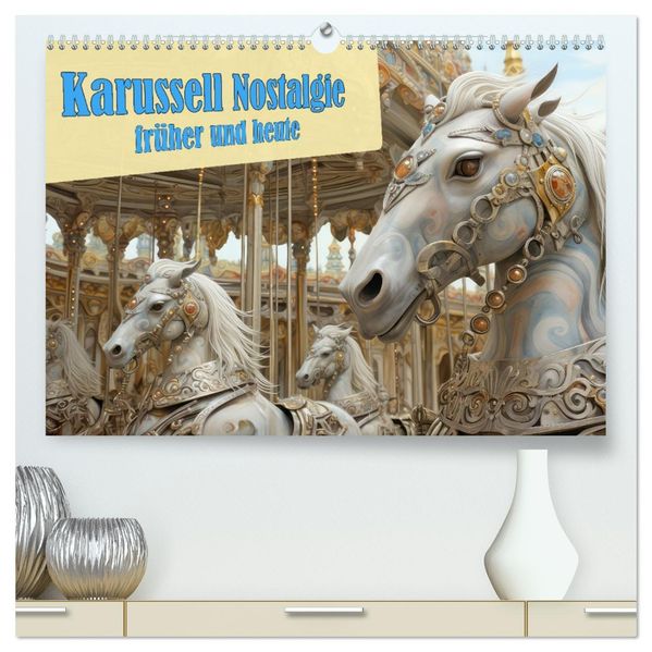 Karussell Nostalgie früher und heute (hochwertiger Premium Wandkalender 2027 DIN A2 quer) Kunstdruck in Hochglanz
