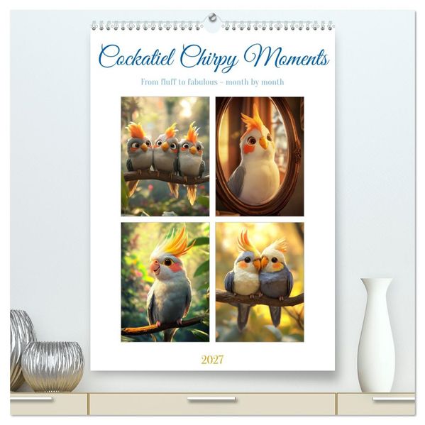 Cockatiel Chirpy Moments (High Quality Premium Wall Calendar 2027 DIN A2 portrait)CALVENDO 12 Month Wall Calendar