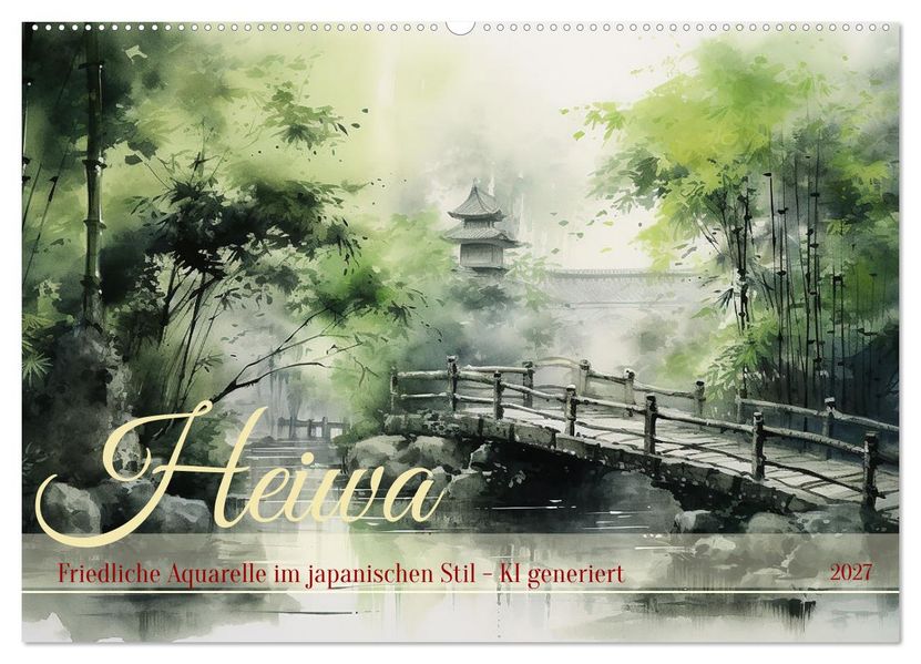Heiwa - Friedliche Aquarelle im japanischen Stil (Wandkalender 2027 DIN A2 quer) CALVENDO Monatskalender
