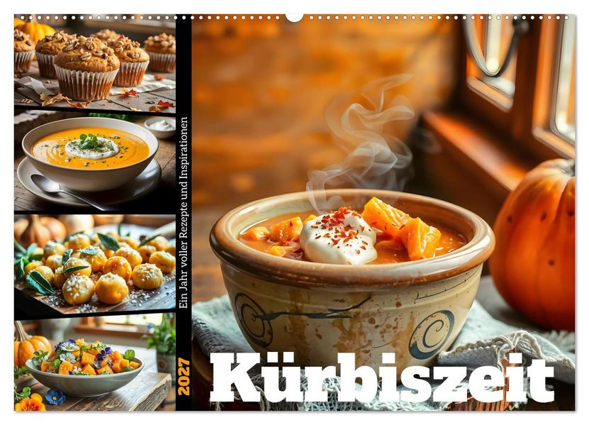 Kürbiszeit - Ein Jahr voller Rezepte und Inspirationen (Wandkalender 2027 DIN A2 quer) CALVENDO Monatskalender
