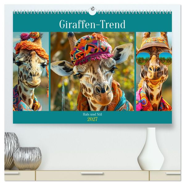 Giraffen-Trend. Hals und Stil (hochwertiger Premium Wandkalender 2027 DIN A2 quer) Kunstdruck in Hochglanz
