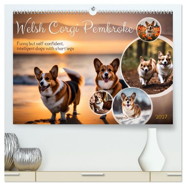 Welsh Corgi Pembroke (High Quality Premium Wall Calendar 2027 DIN A2 landscape)CALVENDO 12 Month Wall Calendar