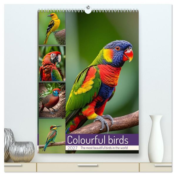 Colourful birds (High Quality Premium Wall Calendar 2027 DIN A2 portrait)CALVENDO 12 Month Wall Calendar