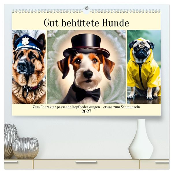 Gut behütete Hunde (hochwertiger Premium Wandkalender 2027 DIN A2 quer) Kunstdruck in Hochglanz