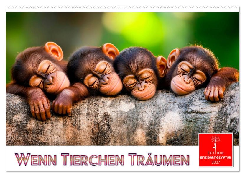 Wenn Tierchen träumen (Wandkalender 2027 DIN A2 quer) CALVENDO Monatskalender