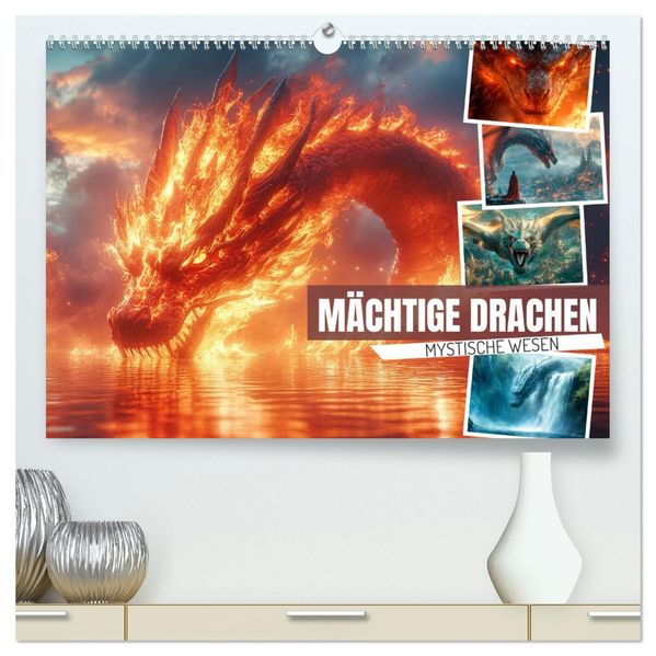 MÄCHTIGE DRACHEN Mystische Wesen (hochwertiger Premium Wandkalender 2027 DIN A2 quer) Kunstdruck in Hochglanz