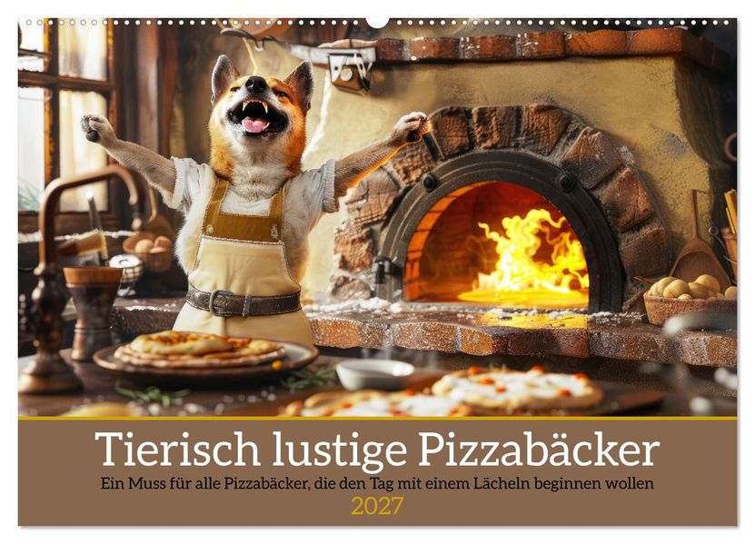 Tierisch lustige Pizzabäcker (Wandkalender 2027 DIN A2 quer) CALVENDO Monatskalender