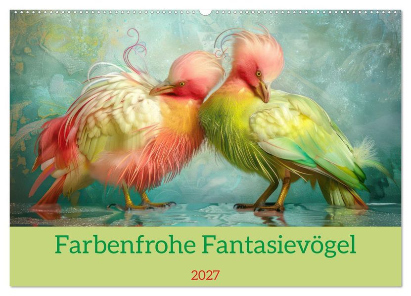 Farbenfrohe Fantasievögel (Wandkalender 2027 DIN A2 quer) CALVENDO Monatskalender