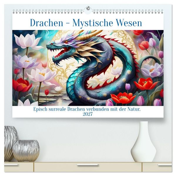 Drachen - Mystische Wesen (hochwertiger Premium Wandkalender 2027 DIN A2 quer) Kunstdruck in Hochglanz