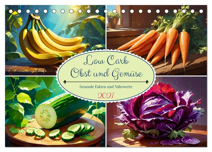 Low Carb Obst und Gemüse (Tischkalender 2027 DIN A5 quer) CALVENDO Monatskalender