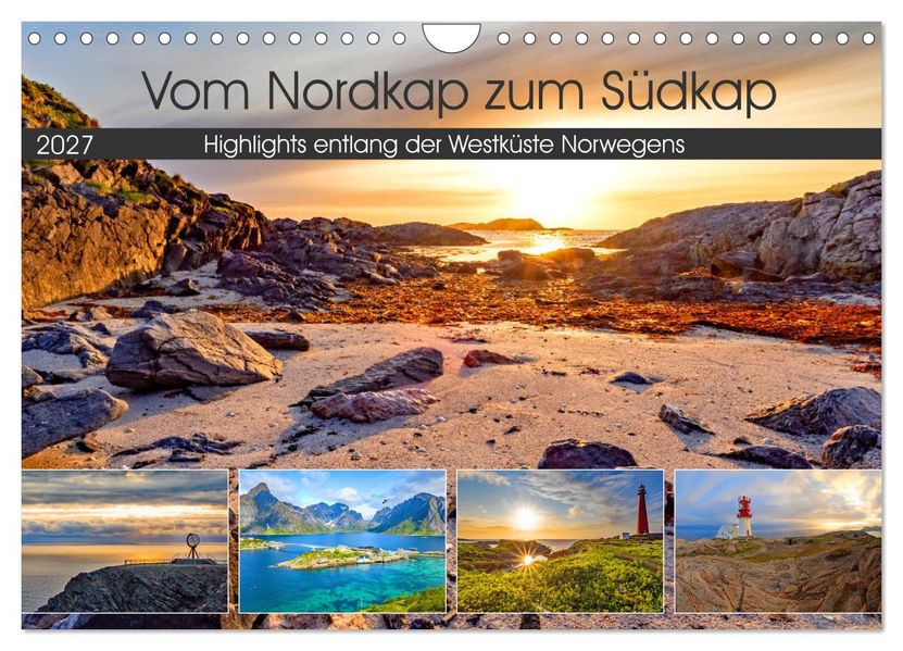 Vom Nordkap zum Südkap (Wandkalender 2027 DIN A4 quer) CALVENDO Monatskalender