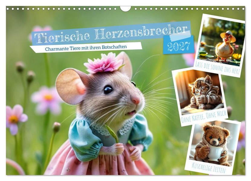 Tierische Herzensbrecher - Charmante Tiere mit ihren Botschaften (Wandkalender 2027 DIN A3 quer) CALVENDO Monatskalender