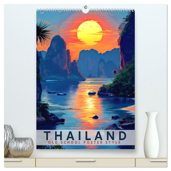 Thailand - Old School Poster Style (hochwertiger Premium Wandkalender 2027 DIN A2 hoch) Kunstdruck in Hochglanz