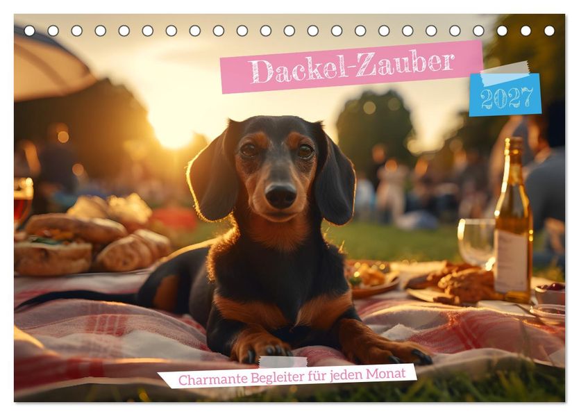 Dackel Zauber - Charmante Begleiter für jeden Monat (Tischkalender 2027 DIN A5 quer) CALVENDO Monatskalender