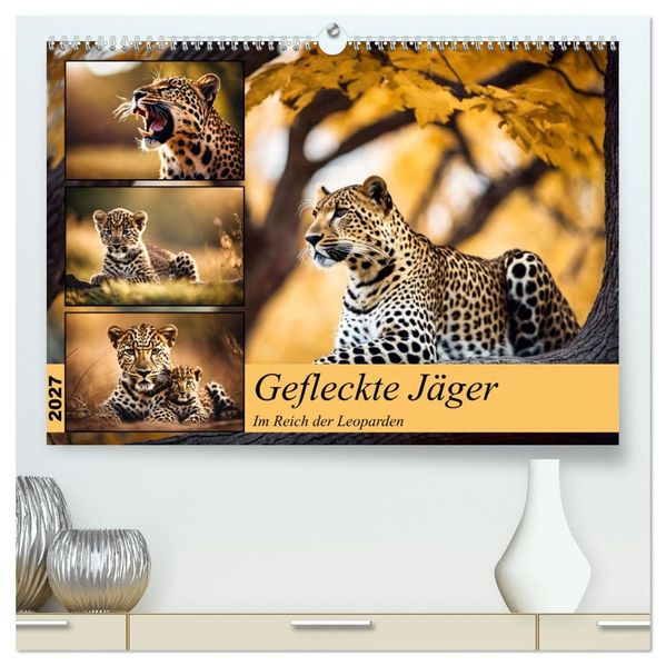 Gefleckte Jäger (hochwertiger Premium Wandkalender 2027 DIN A2 quer) Kunstdruck in Hochglanz