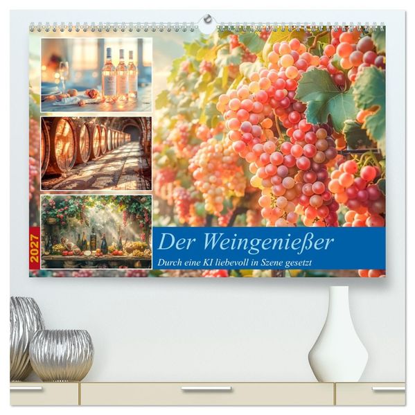 Der Weingenießer (hochwertiger Premium Wandkalender 2027 DIN A2 quer) Kunstdruck in Hochglanz