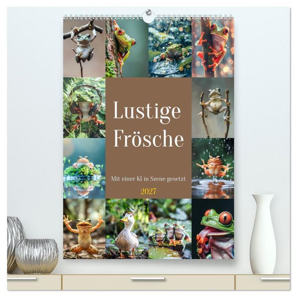 Lustige Frösche (hochwertiger Premium Wandkalender 2027 DIN A2 hoch) Kunstdruck in Hochglanz