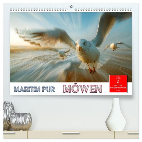 Maritim pur - Möwen (hochwertiger Premium Wandkalender 2027 DIN A2 quer) Kunstdruck in Hochglanz