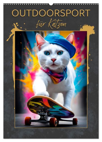 Outdoorsport für Katzen (Wandkalender 2027 DIN A2 hoch) CALVENDO Monatskalender