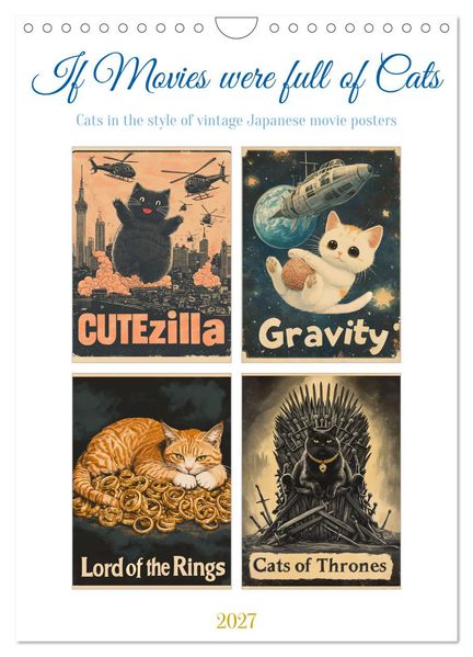 If Movies where full of Cats (Wall Calendar 2027 DIN A4 portrait) CALVENDO 12 Month Wall Calendar