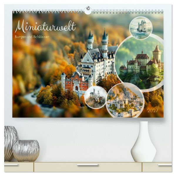 Miniaturwelt Burgen und Schlösser (hochwertiger Premium Wandkalender 2027 DIN A2 quer) Kunstdruck in Hochglanz