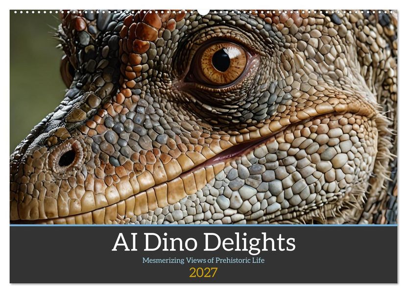 AI Dino Delights Mesmerizing Views of Prehistoric Life (Wall Calendar 2027 DIN A2 landscape) CALVENDO 12 Month Wall Calendar