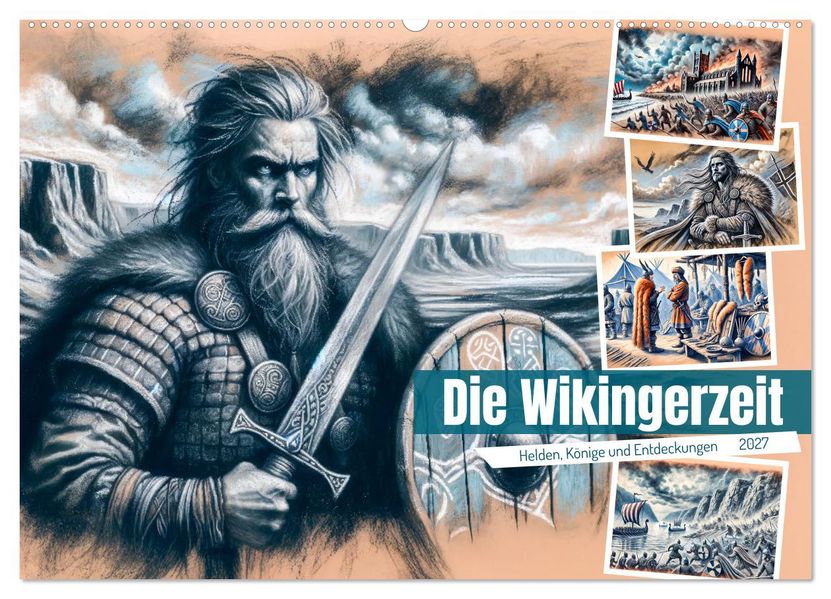 Die Wikingerzeit - Helden Könige und Entdeckungen (Wandkalender 2027 DIN A2 quer) CALVENDO Monatskalender