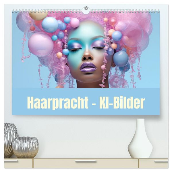 Haarpracht - KI-Bilder (hochwertiger Premium Wandkalender 2027 DIN A2 quer) Kunstdruck in Hochglanz