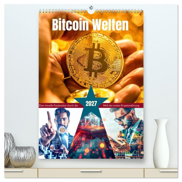 Bitcoin Welten (hochwertiger Premium Wandkalender 2027 DIN A2 hoch) Kunstdruck in Hochglanz