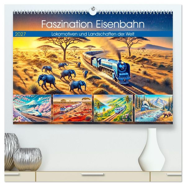 Faszination Eisenbahn - Lokomotiven und Landschaften der Welt (hochwertiger Premium Wandkalender 2027 DIN A2 quer) Kunstdruck in Hochglanz