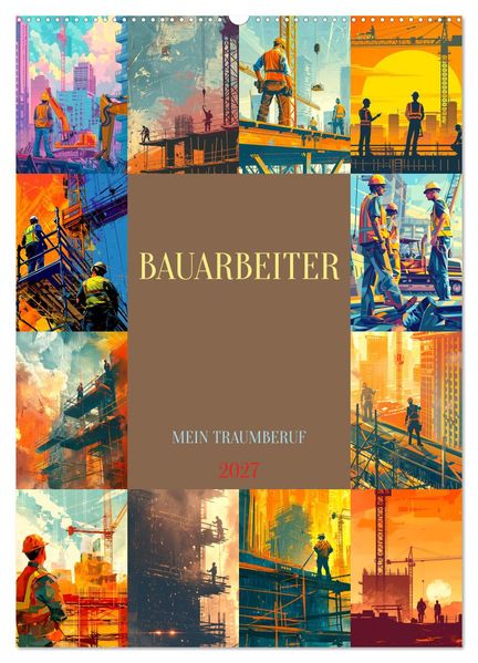 Bauarbeiter - Mein Traumberuf (Wandkalender 2027 DIN A2 hoch) CALVENDO Monatskalender