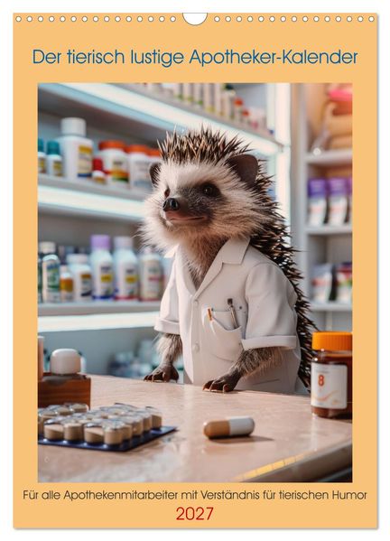 Der tierisch lustige Apotheker-Kalender (Wandkalender 2027 DIN A3 hoch) CALVENDO Monatskalender